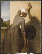 William Morris Hunt Girl at the Fountain oil